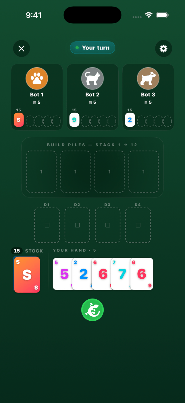 Single-player match against three bot opponents